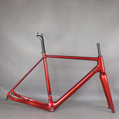 China Cyclocross Custom Red Paint Full Carbon Bottom Bracket BSA Tire 42C Tire 42C Max Gravel Frame GR029 for sale