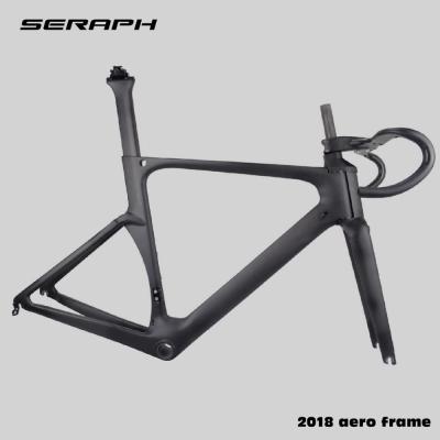 China Road Bikes Compatible SERAPH DI2 Aero Carbon Road Frame Cycling Frameset With Integrated Handlebar for sale