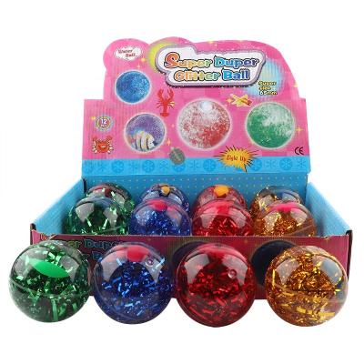 China Interesting Huayi 6.5cm Twinkle Glitter/Sliver/Sequin Water Bouncy Ball Flash Ball For Kids Play for sale