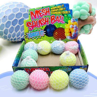 China Huayi 6CM Grape Beads Splat Hand Squeeze Bead Ball Toy Soft TPR TPR Toy Kids Toys Macaron Beads Effort Ball for sale