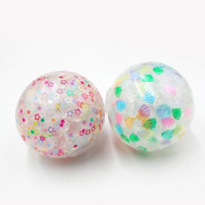 China Squeezable Soft TPR Powder Stress Ball Glitter Duct Ball Squeeze Pearl Squeeze Ball For Kids for sale