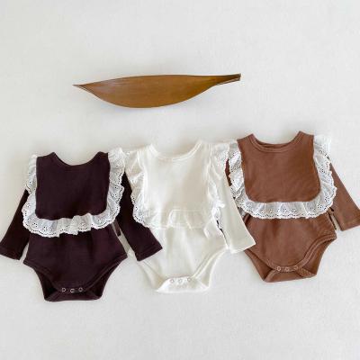 China 2021 Autumn Baby Full Solid Color Romper + Windproof Vest Overalls Romper Two Piece Set Triangle Romper for sale