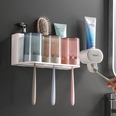 China Sustainable Toilet multifunctional combination convenient drainage thickened toothbrush holder color selection for sale