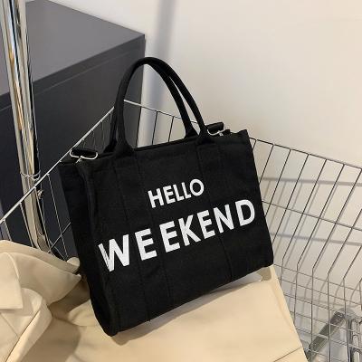 China High Quality Wholesale Eco-Friendly 12'' Lady Large Functional Canvas Bag Shopping Tote Bag Cotton Bags with Print Logo for sale