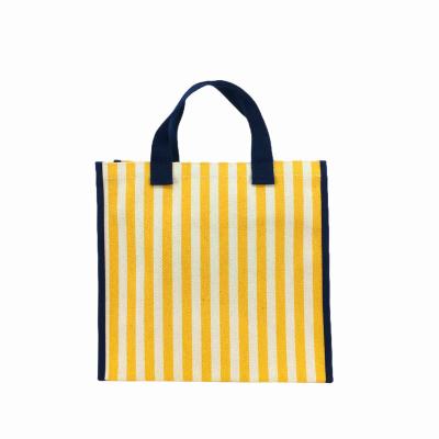 China High Quality New Fashion Lady 15'' Yellow Good Stitching Cotton Bags Large Shopping Bag Canvas Tote Bags with Custom Printed Logo for sale