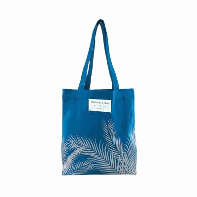 China High Quality Hot Sale Lady 14'' Blue Good Stitching Cotton Bags Large Shopping Bag Canvas Tote Bags with Custom Printed Logo for sale