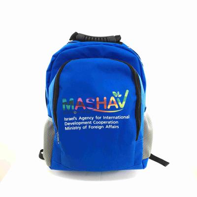 China Waterproof Wholesale Good Thickness 15'' Blue Functional Fashion Pack Leisure Sports Bag High School Backpack with Logo for sale