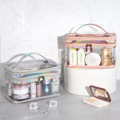 China High Quality hot sale pink cosmetic bag clear zipper makeup bag PVC  toiletry bag for sale