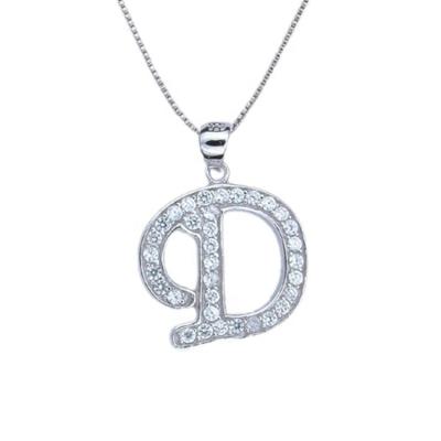 China Fashion 26 English Alphabet Letter ABC 925 Sterling Silver Letter D CLASSIC Alphabet Shaped Pendant for sale