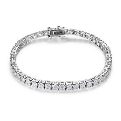 China CLASSIC New Styles Engraved Elegant Sterling Silver 925 Moissanite Tennis Bracelet For Wedding for sale