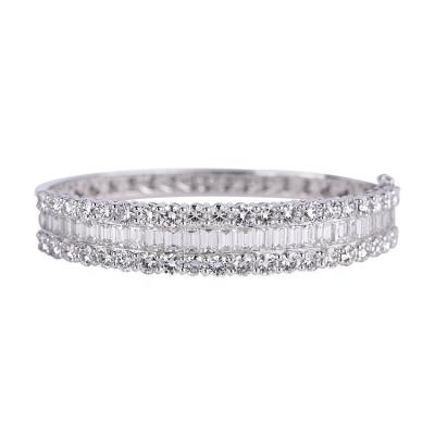 China New Elegant Shiny Clear Stone Bangle Bracelet Sterling Silver Jewelery 925 Solid CLASSICS 3A CZ for sale