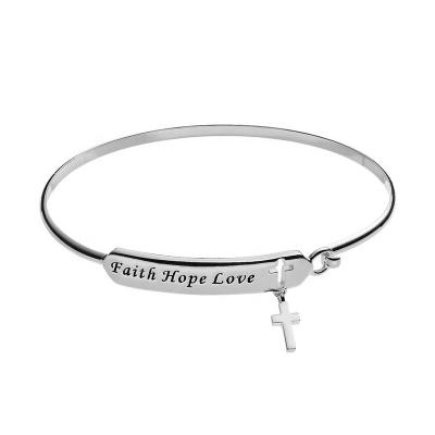 China CLASSIC Trendy Solid 925 Sterling Silver Open Faith Hope Love Bracelet with Charms for sale