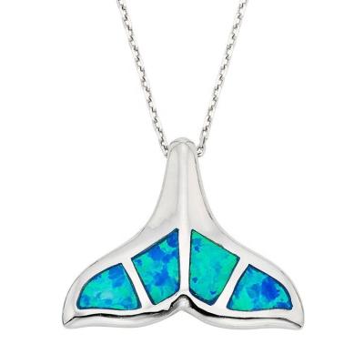 China CLASSIC Popular Whale Blue Fire Opal Pendant With Chain Necklace for sale