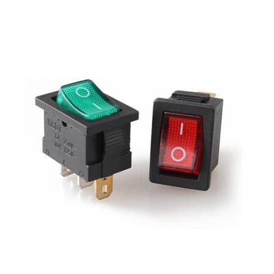 China Mini Boat Rocker Switch ON-OFF With Neon Light 3 Terminals 2 Pole Lighted Switch KCD1-101N for sale