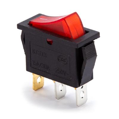 China KCD3-101N 10A 250VAC 3 Pin ON-OFF Single Pole ON-OFF Illuminated Rocker Switch for sale