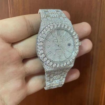 China Iced Out Date Hip Hop Bussdown 41MM Automatic Men Branded Watch Honeycomb Setting vvs Moissanite Watch for sale