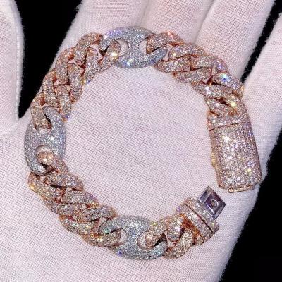 China Hiphop Iced Out Miami Cuban Link Bracelet 14MM VVS Moissanite Diamond Cuban Link Hip Cuban Link Bracelet for sale