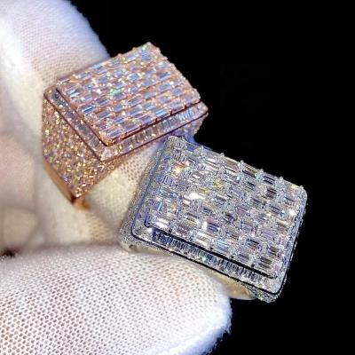 China Custom Ring Mens Emerald Cut Moissanite Ring from Champion of Hiphop Hip Hop Jewelry VVS Moissanite for sale