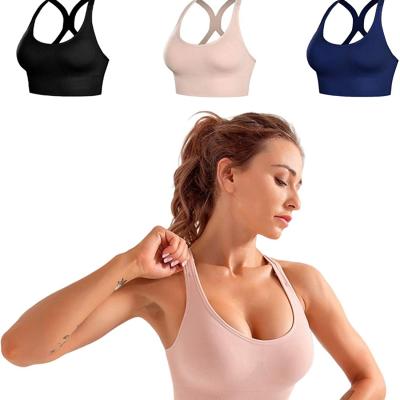 China Breathable High-impact Fitness Bra Women Yoga Vest Cross Back Fitness Bra Clothing for sale