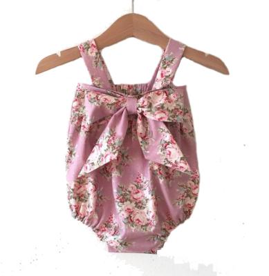 China Lace up suspender onsie baby jumpsuit bow romper cute floral infant toddler lovely rompers for sale