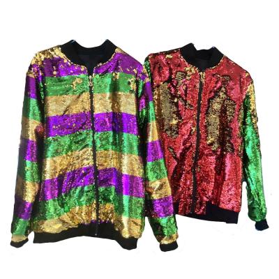 China Mommy and Me Reversible Sequin Breathable Winter Long Sleeve with Zipper Kids and Women Jacket Coat Gear for sale