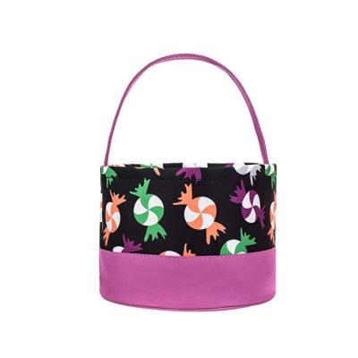 China Sustainable Monogram Treat Bag Or Trick Halloween Basket Tote Candy Bucket Bag Gift for sale