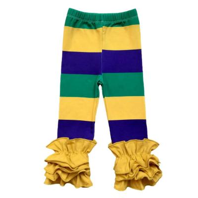 China Mardi Gras Kids Icing Pants Teen Girls Western Holiday Viable Stripes Legging Baby Ruffle Clothes for sale