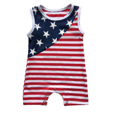 China 4th july clothing kids american flag rompers unisex pajamas outdoor onesie comfortable breathble for sale