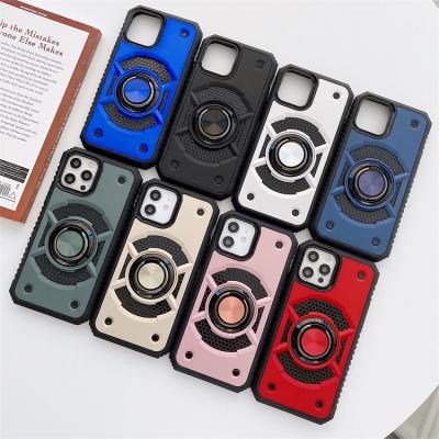 China Shockproof Enclosing Mobile Phone Case PC TPU Back Cover With Magnetic Ring 360 Phone Case For iphone 13 for sale