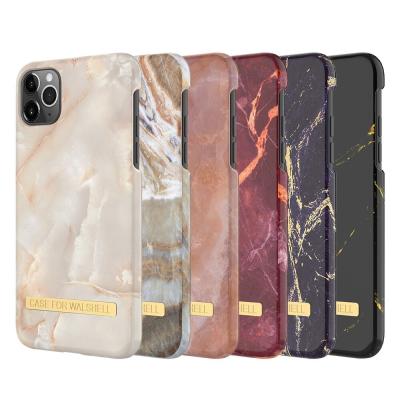 China Phone Case OEM Factory Cell Phone Water Paste PC Marble Case With Gold Metal Band Case For iphone 11 pro max for sale