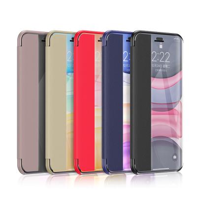 China China luxury transparent side window smart clear vision phone case pu tpu flip leather cell phone case for iphone 11 12 pro max for sale