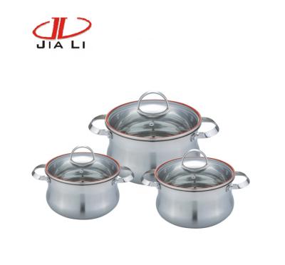 China Wholesale viable belly shape kitchen cooking pot stainless steel cookware silk color lid for sale