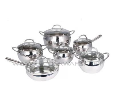 China Sustainable 12 Pcs Stainless Steel Apple Shape Nice Cookware Set With Glass Lid for sale