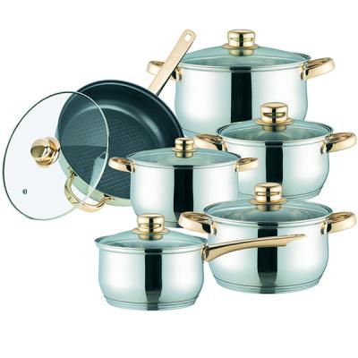 China Sustainable Magnetic Stainless 12PCS Induction Pots Outdoor Appliances For Home for sale