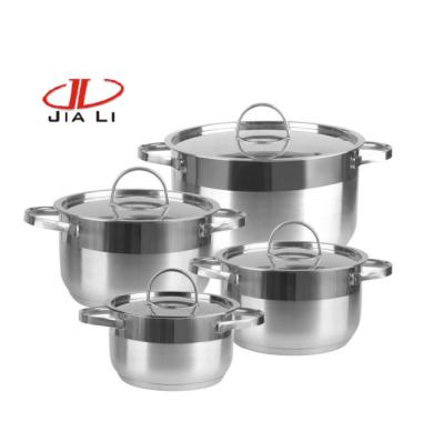 China Sustainable Kitchen Cookware Set High Quality Metal Lid Stainless Steel Pot Cooking Sets for sale