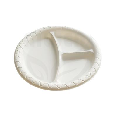 China CLASSIC 3 Compartment Take Out Plate 100% Biodegradable / Compostable Plastic Dishes For Fast Food for sale