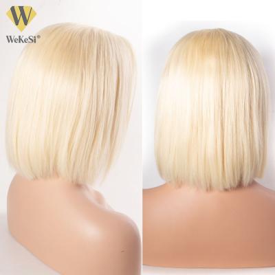 China Hd Silky Straight Natural Short Blonde Brazilian Hair Glueless Remy Hair Wholesale 100% Wave Lace Wig For Black Women for sale