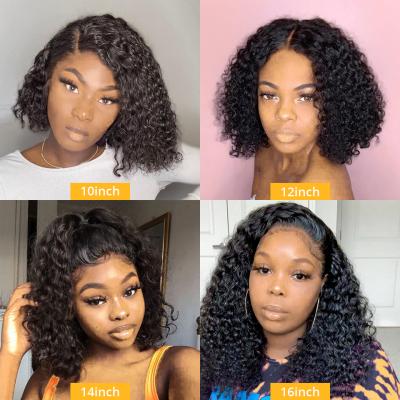 China Hot Selling BOB Human Hair Wig Short 8 Inch Curly Virgin Hair BOB Wig Cuticle Aligned Raw Deep Wave Natural Color for sale