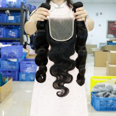 China Free Sample Dyeable Body Wave And Bleachable Brazilian Straight Virgin Hair Bundles With 4*4 Lace Closures for sale