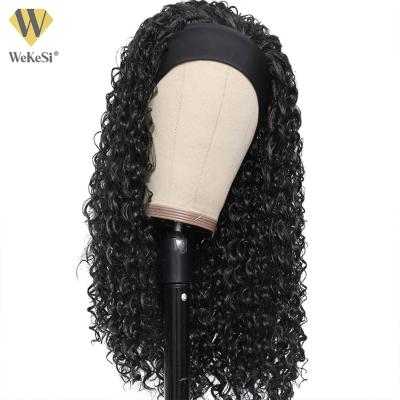 China Wholesale 10A Grade Quality Curly Headband Curly Wigs For Black Women , Brazilian Curly Virgin Hair Afro Kinky Curly Wigs With Headband for sale