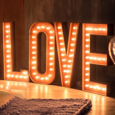 China Large Buildings Love Marquee Lights Led Love Sign Vintage Wedding Mr Mrs Bulb Letter Sign for sale