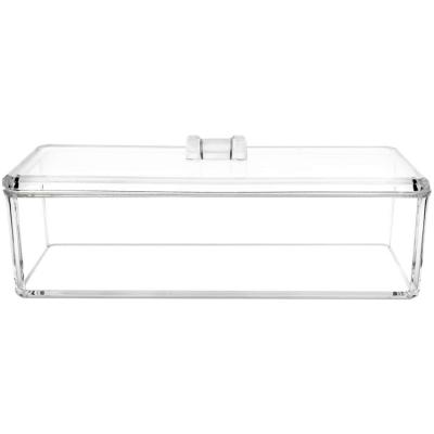 China Viable Acrylic Cotton Ball and Swab Holder with Clear Tray and Lid Organizer 3 Section Drawer Storage for sale