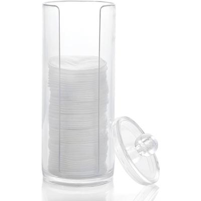 China Stored Cosmetic Acrylic Cylinder Cotton Pads Organizer With Lid Dust Proof for sale