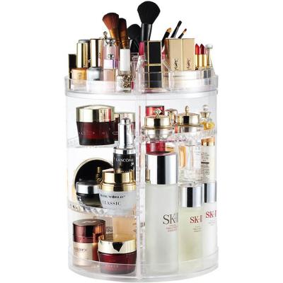 China Sustainable Hot Selling Clear Acrylic 360 Degree Rotating Adjustable Cosmetic Makeup Organizer for sale