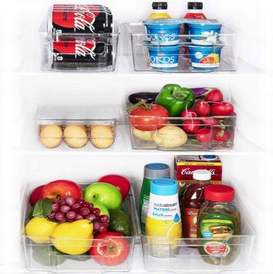 China Stackable Clear Refrigerator Organizer Bins Plastic Fridge Organizer Freezer Bins Storage Boxes of Various Heatable Designs for sale