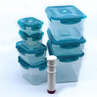 China Freshness Preservation 7 Pieces Vacuum Seal Plastic Rectangular Food Storage Containers With Pump for sale