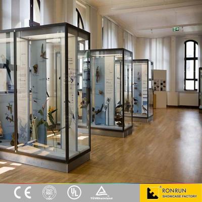 China Shopping Mall Tempered Glass Museum Display Cases With Led Light for sale