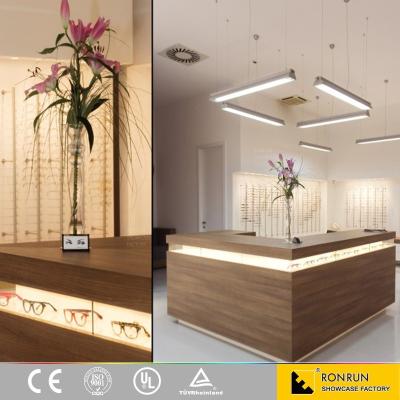 China Modern Plywood Wooden Display Optical Shop Counter Design For Eyewear Shop Interior And Fixture for sale