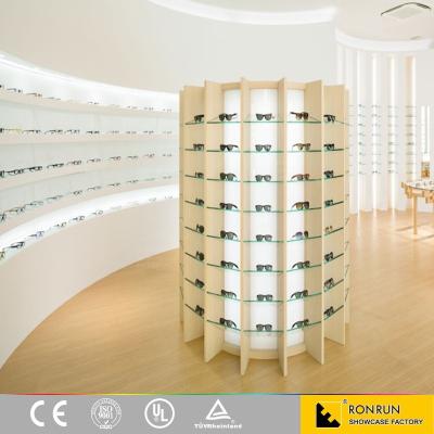 China Shiny baking optical shopping mall painting shop decoration design with led light for glasses shop for sale