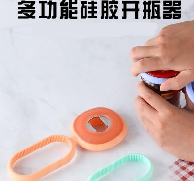 China Viable Hot Selling Multifunctional Silicone Stainless Steel Beer Bottle Opener Kitchen Accessories for sale